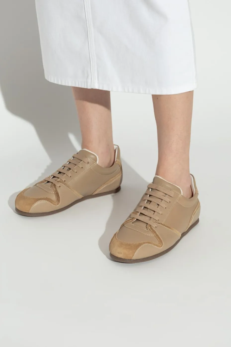 Moschino beżowy Skórzane buty sportowe