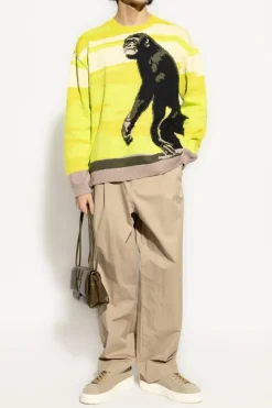 Moschino beżowy Spodnie z logo