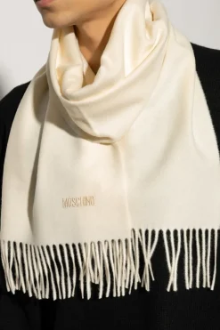 Moschino beżowy Szal z frędzlami