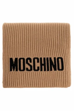 Moschino beżowy Szal z logo