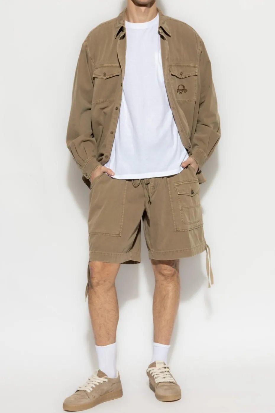 Moschino beżowy Szorty z logo