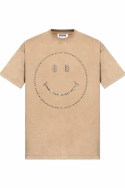 Moschino beżowy T-shirt z kolekcji `Smiley`