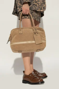 Moschino beżowy Zamszowa torba do ręki