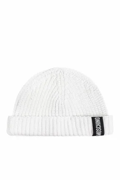 Moschino BIAŁY Bawełniana czapka z naszywką z logo