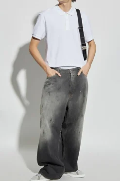 Moschino BIAŁY Bawełniane polo z logo