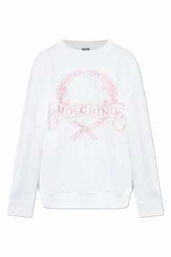 Moschino BIAŁY Bluza z wyszyciem
