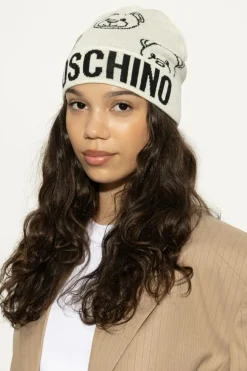 Moschino BIAŁY Czapka z logo
