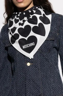 Moschino BIAŁY Jedwabna chusta