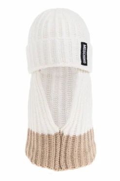 Moschino BIAŁY Kominiarka z naszywką z logo