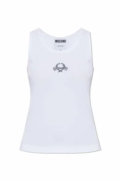 Moschino BIAŁY Prążkowany top