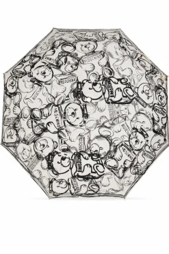 Moschino BIAŁY Składany parasol z logo
