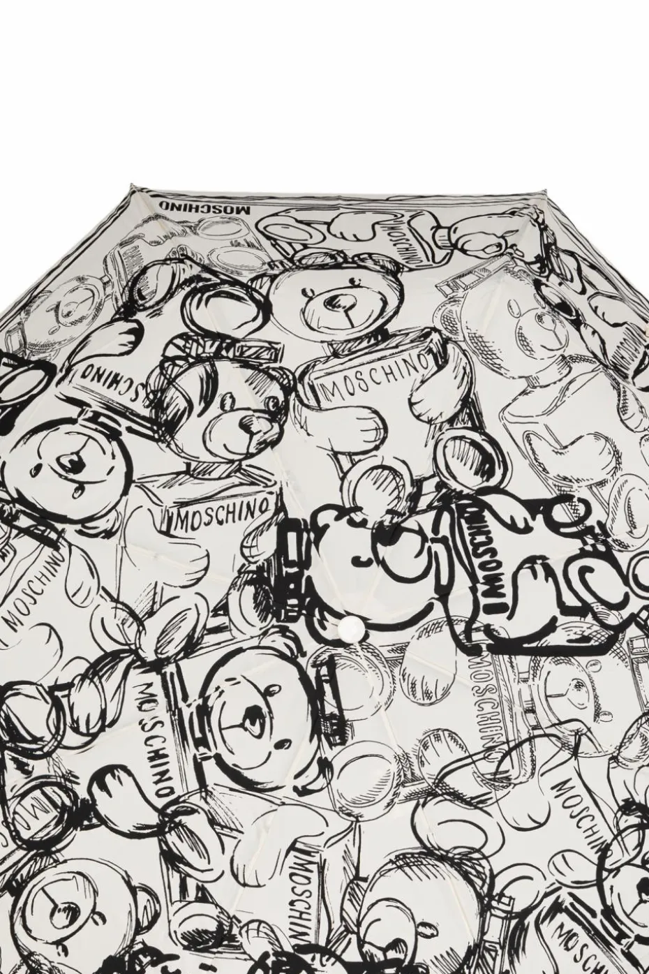Moschino BIAŁY Składany parasol z logo