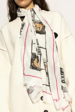Moschino BIAŁY Szal z nadrukiem