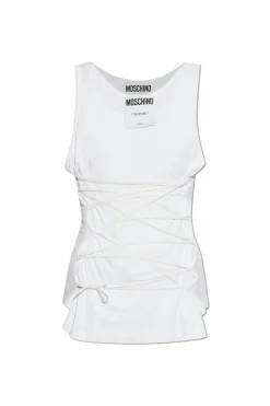 Moschino BIAŁY Top ściągany trokami