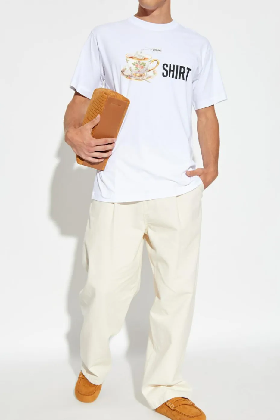 Moschino BIAŁY T-shirt z nadrukiem