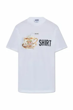 Moschino BIAŁY T-shirt z nadrukiem
