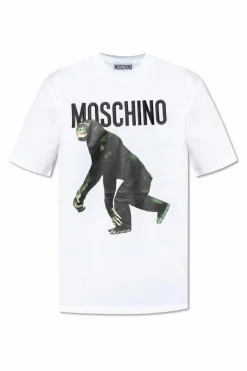 Moschino BIAŁY T-shirt z logo