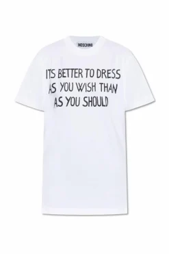 Moschino BIAŁY T-shirt z nadrukiem