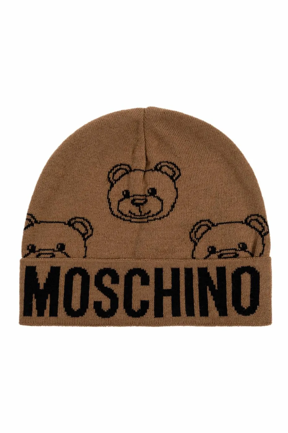 Moschino BRĄZOWY Czapka z charakterystycznym motywem misia