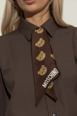 Moschino BRĄZOWY Jedwabna apaszka