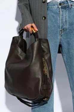 Moschino BRĄZOWY Skórzana torba typu `shopper`