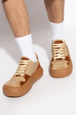Moschino BRĄZOWY Skórzane buty sportowe