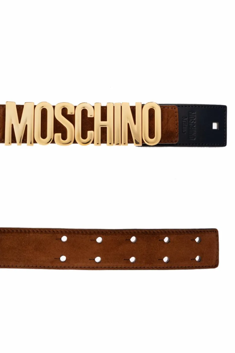 Moschino BRĄZOWY Skórzany pasek