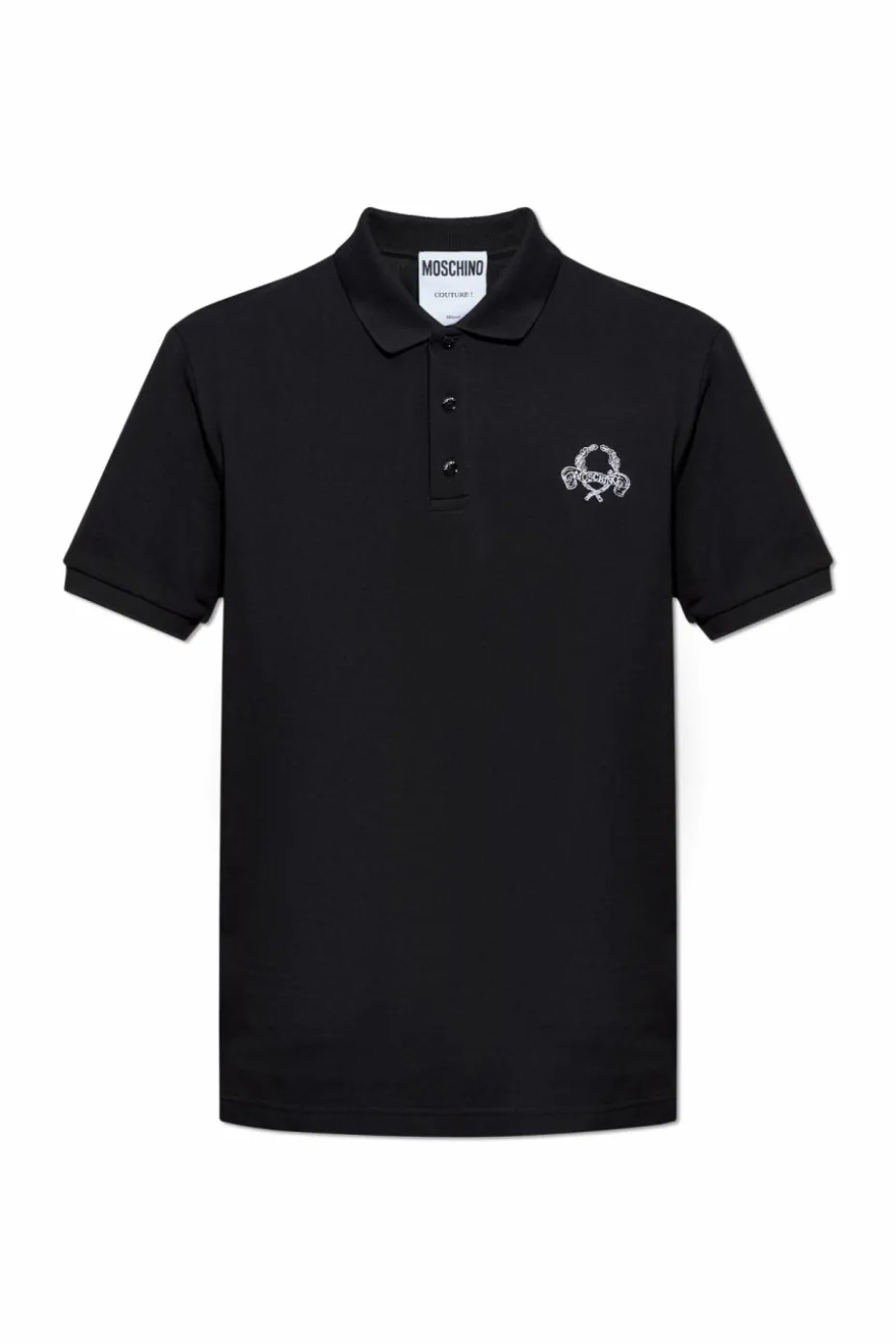 Moschino CZARNY Bawełniane polo z wyszytym logo