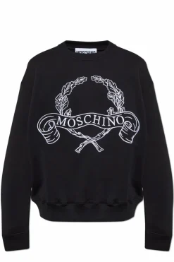 Moschino CZARNY Bluza z wyszytym logo