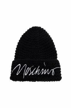 Moschino CZARNY Czapka z wyszytym logo