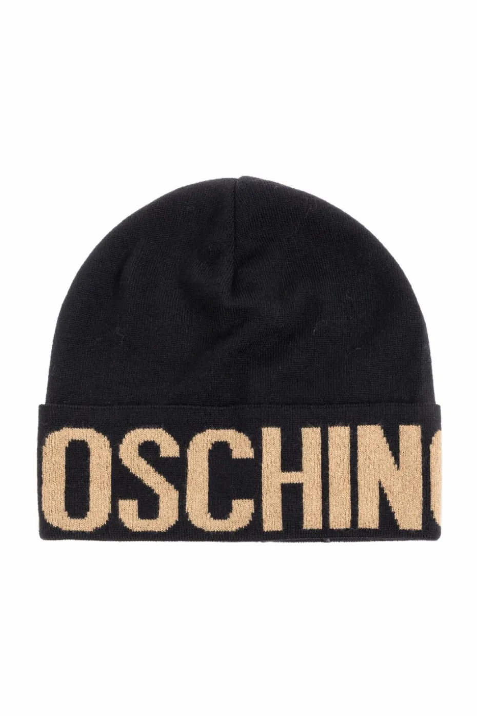 Moschino CZARNY Czapka z logo z lureksową nicią