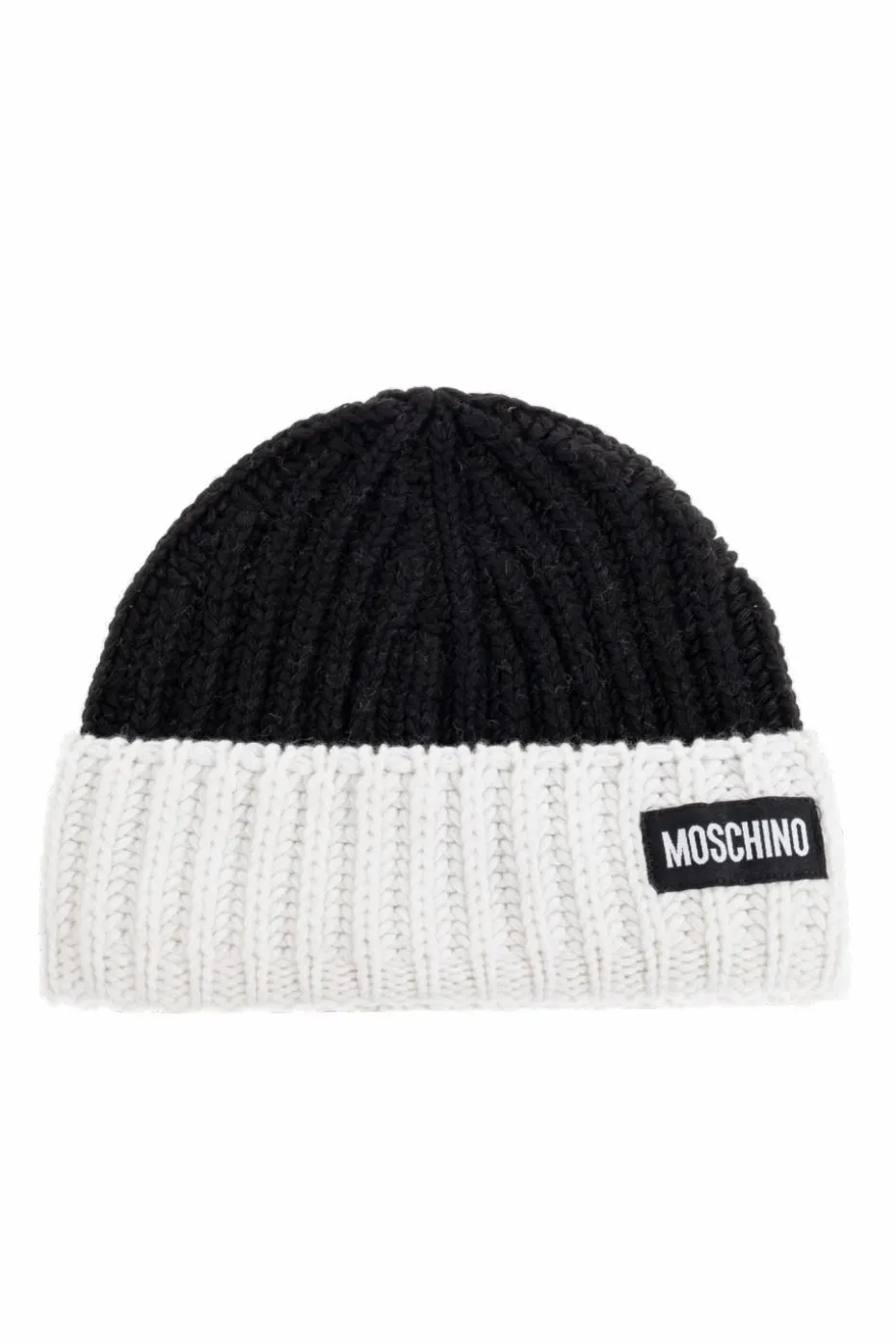 Moschino CZARNY Czapka z naszywką z logo