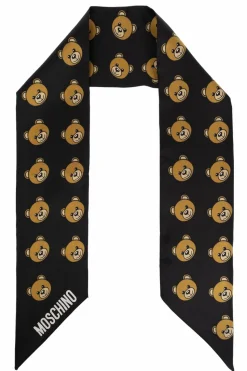Moschino CZARNY Jedwabna apaszka z logo