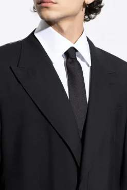 Moschino CZARNY Jedwabny krawat z logo