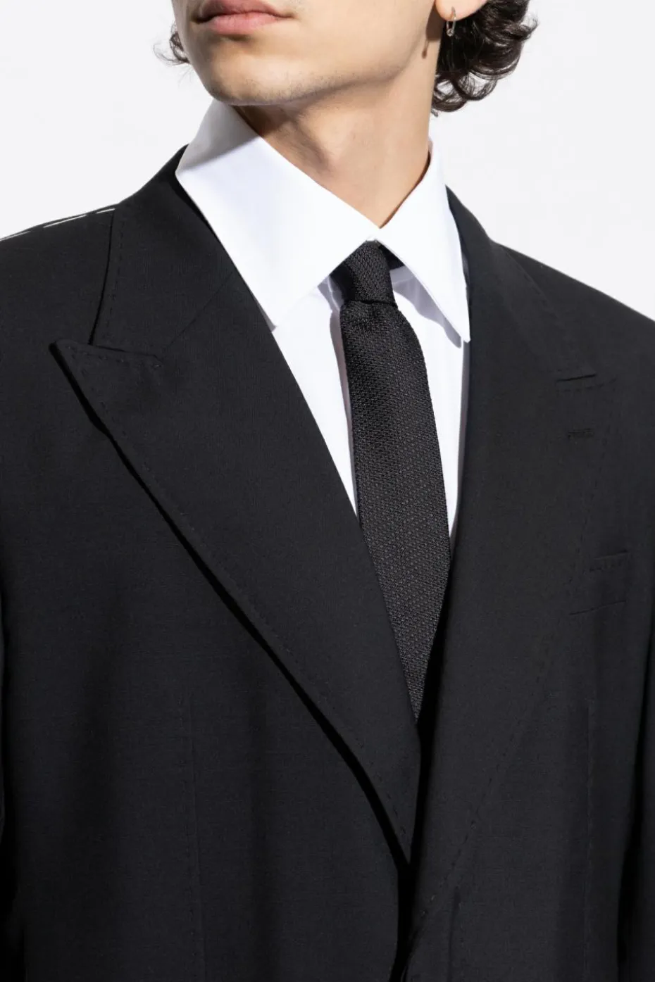 Moschino CZARNY Jedwabny krawat z logo