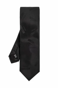 Moschino CZARNY Krawat z monogramem
