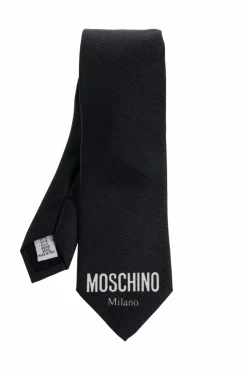Moschino CZARNY Krawat z logo