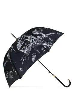 Moschino CZARNY Parasol ze wzorem