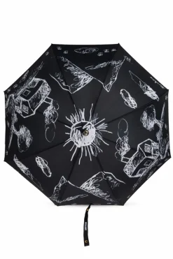 Moschino CZARNY Parasol ze wzorem