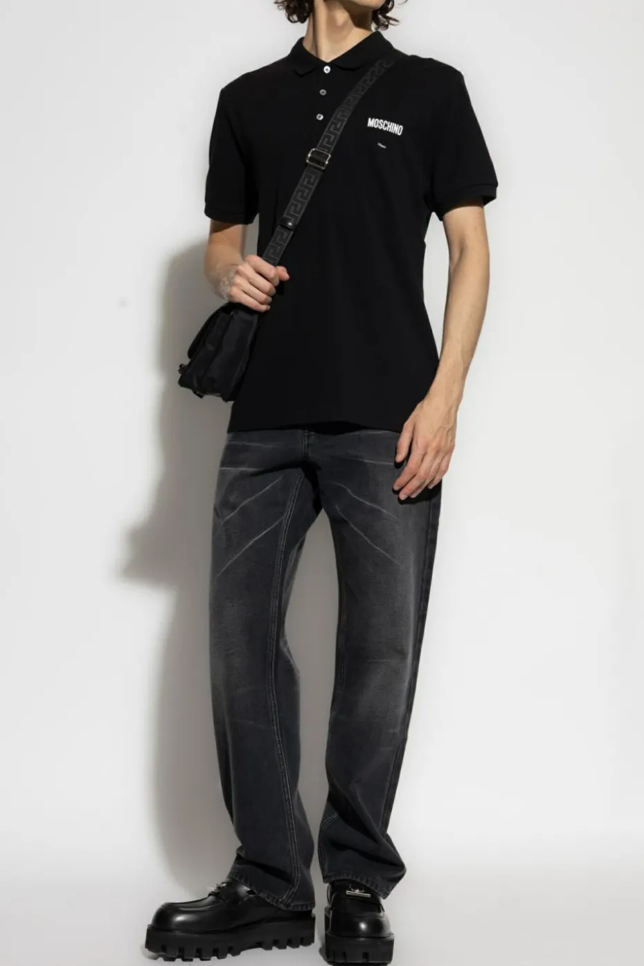 Moschino CZARNY Polo z logo