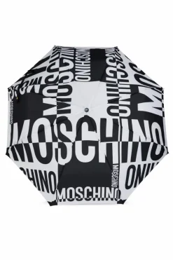 Moschino CZARNY Składany parasol z logo
