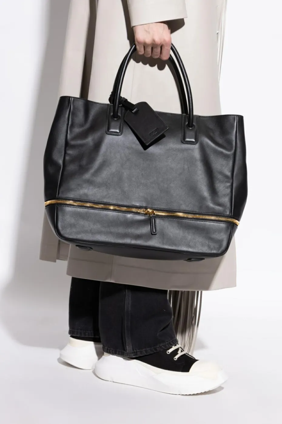 Moschino CZARNY Skórzana torba typu `shopper`