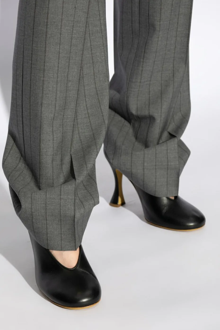 Moschino CZARNY Skórzane buty na obcasie