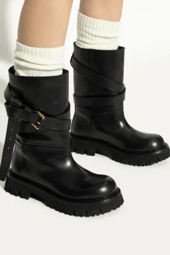 Moschino CZARNY Skórzane botki