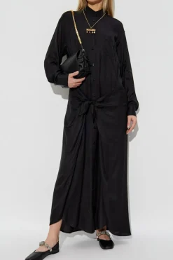 Moschino CZARNY Sukienka z wiązaniem w tali
