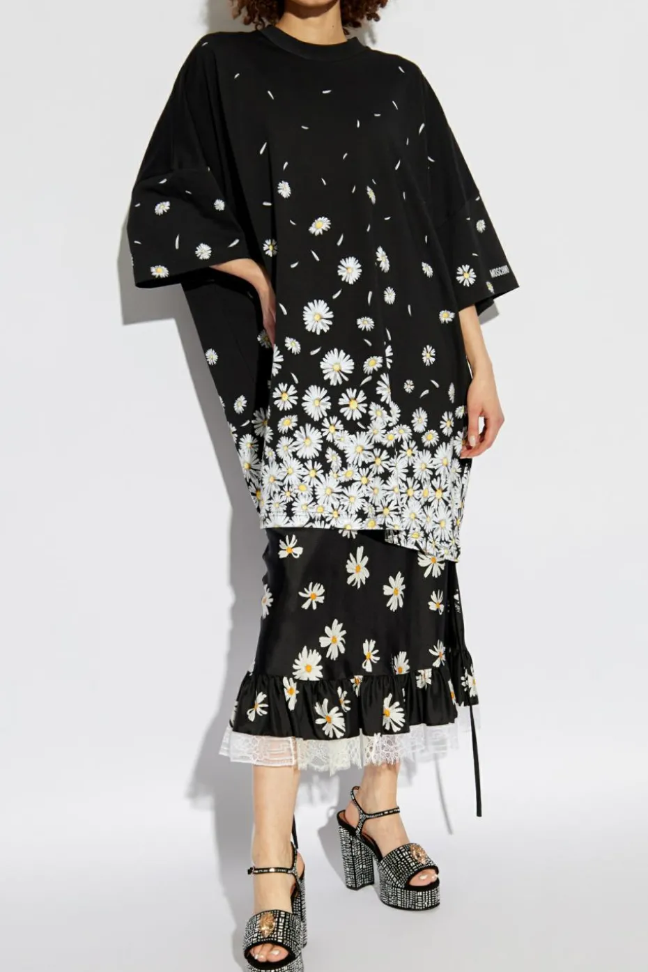 Moschino CZARNY Sukienka z motywem kwiatowym