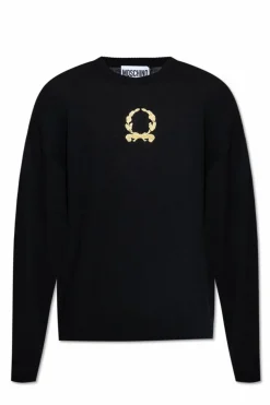 Moschino CZARNY Sweter z logo