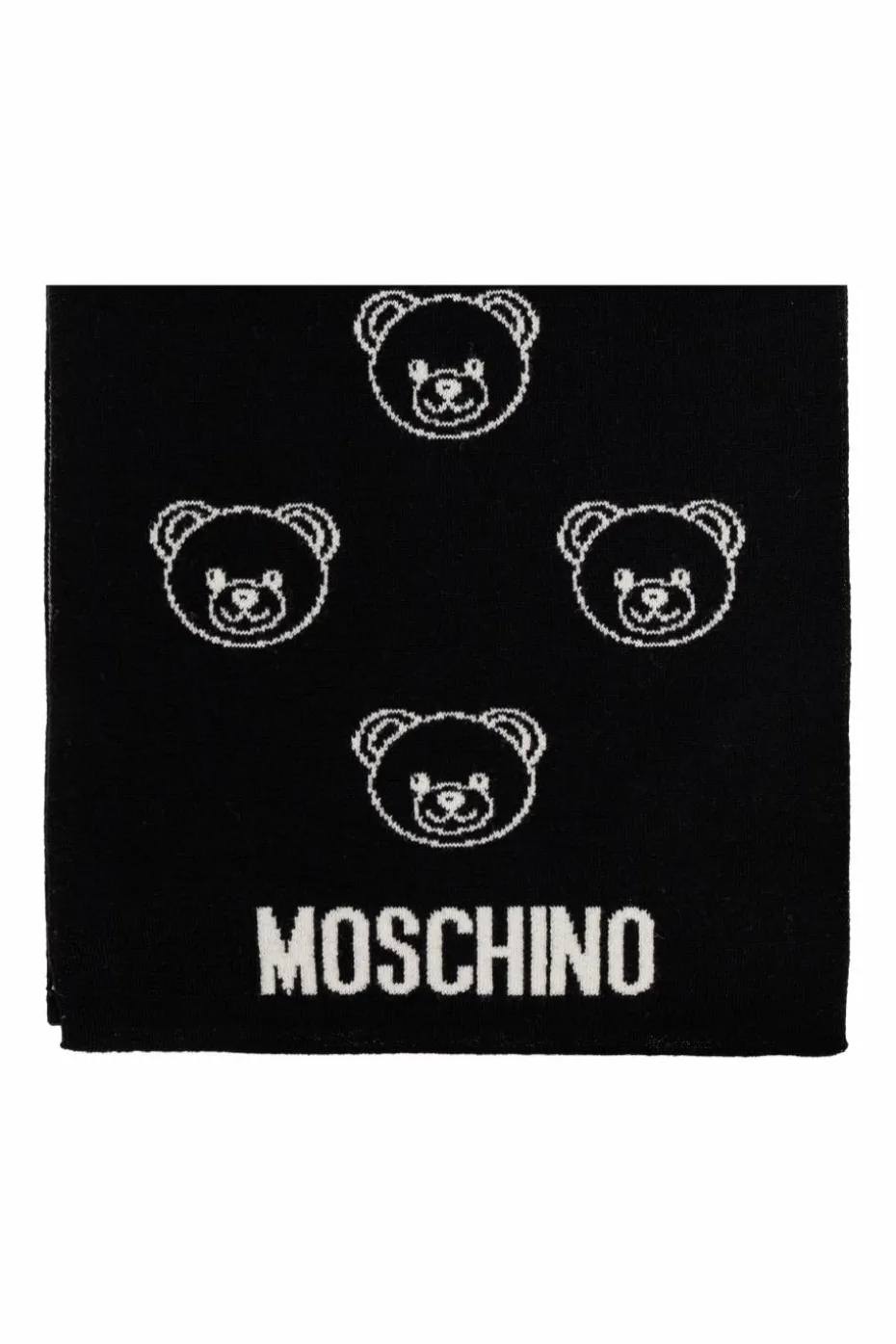 Moschino CZARNY Szal z charakterystycznym motywem misia
