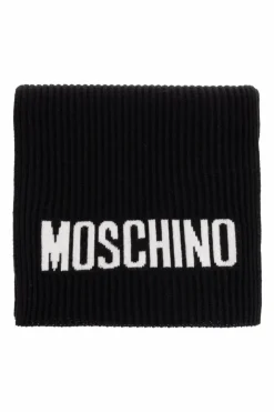 Moschino CZARNY Szal z logo