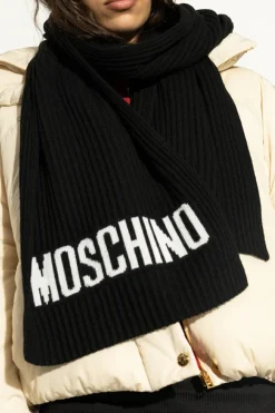 Moschino CZARNY Szal z logo